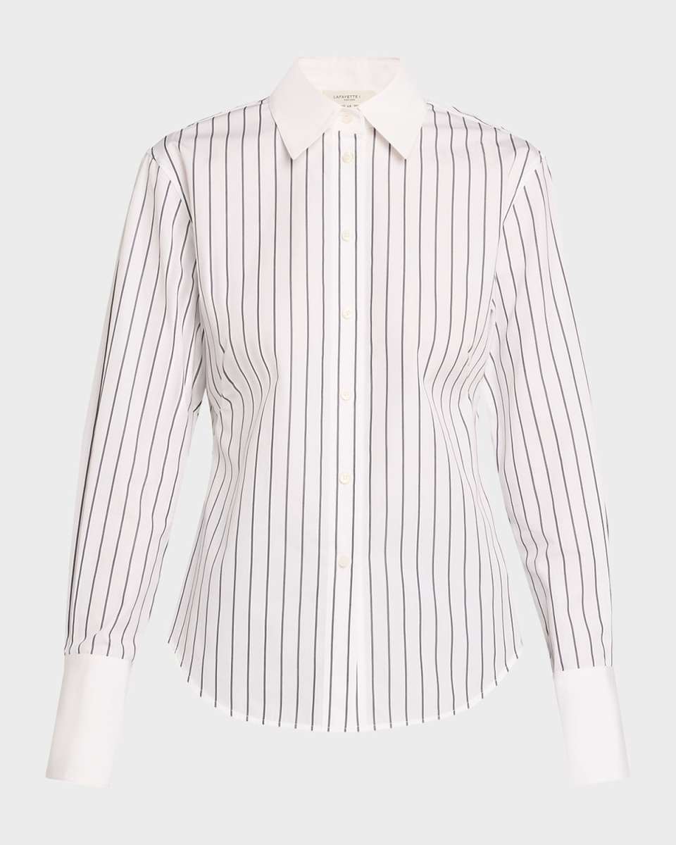 Striped Button-Down Cotton Poplin Shirt